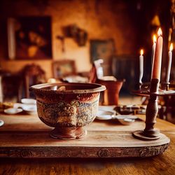 Close-up of a bowl  on table