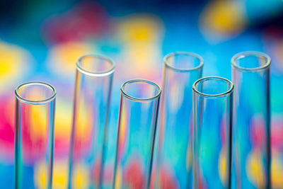 Close-up of test tubes at laboratory