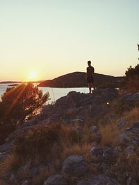 Scenic view of sea during sunset