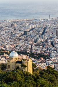 High angle view of buildings in city