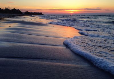 Scenic view of sea at sunset