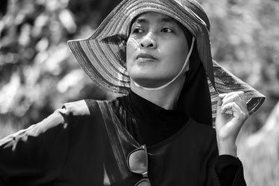 Portrait of woman wearing hat