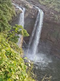 High angle view of waterfall