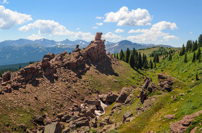 Shrine mountains on shrine pass trail in vail, colorado, usa.