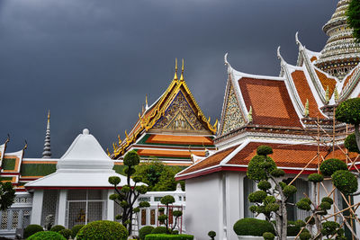 Low angle view of temple building against sky