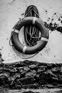 High angle view of rope on beach