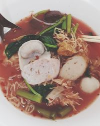 Close-up of soup served in bowl