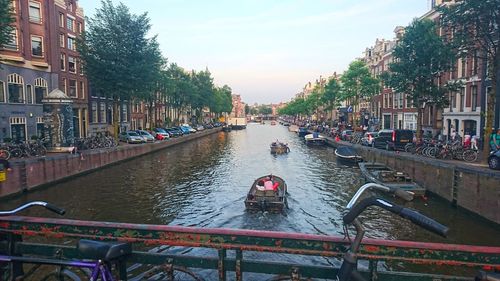 View of canal passing through city