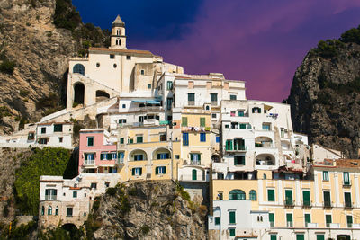 Fantastic view of amalfy town on the sea at sunset italy europe