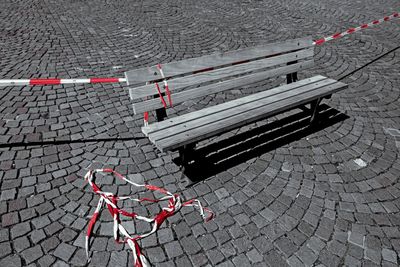 High angle view of bicycle on street