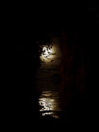 Reflection of sky in water at night