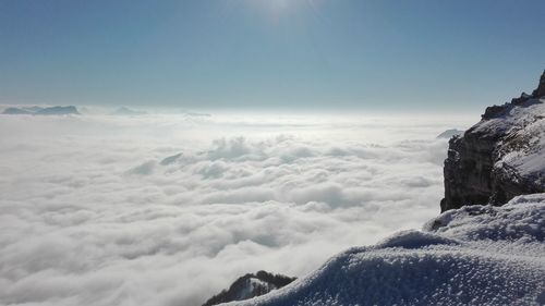 Scenic view of cloudscape against clear blue sky