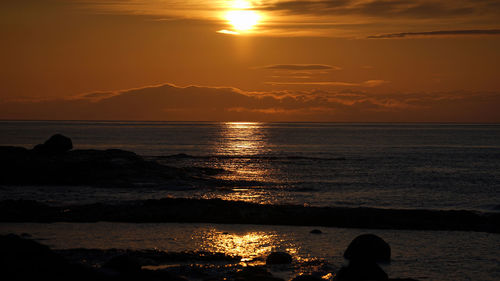 Scenic view of sea against sky during sunset