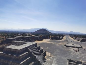 High angle view of town against sky