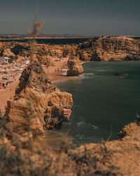 Rocky beaches at the algarve coast in portugal