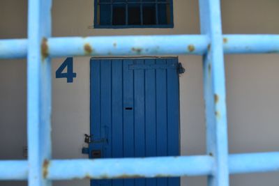 Close-up of closed metal door of building