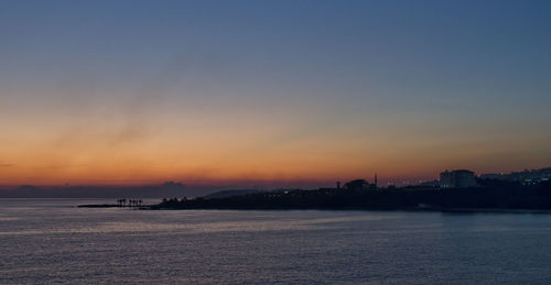 Scenic view of sea at sunset