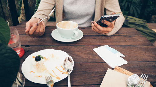 Close-up of coffee cup on table