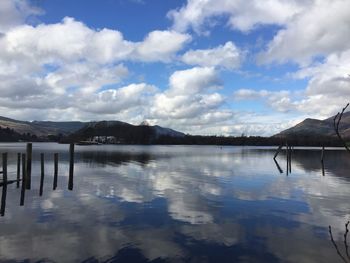 Scenic view of lake against sky