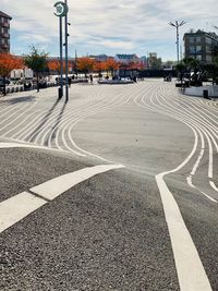 Zebra crossing on road in city