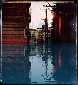 Reflection of buildings in water