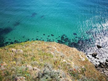 High angle view of beach