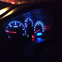 Close-up of illuminated lighting equipment in car