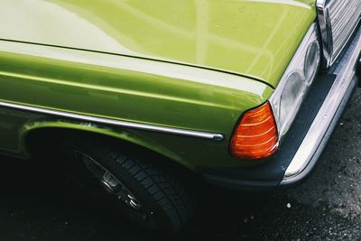 High angle view of car parked on road