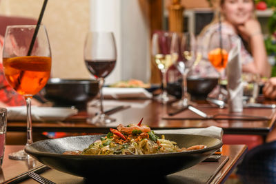 Close-up of tea served on table in restaurant