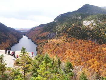 Scenic view of mountains against sky during autumn