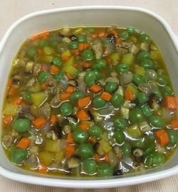 High angle view of soup in bowl