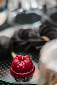 Close-up of strawberry cake