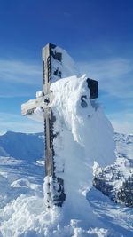Snow covered field against sky