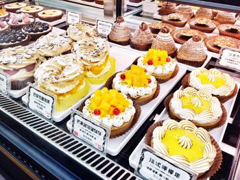 High angle view of cupcakes at store