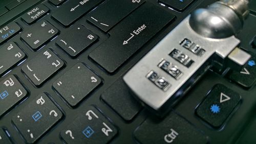 High angle view of computer keyboard