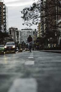 View of city street and buildings