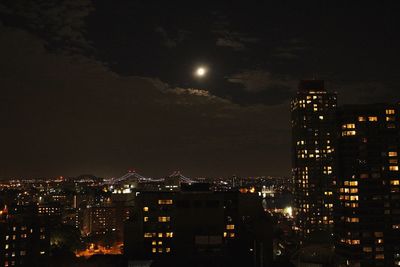 Illuminated city at night