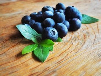 Close-up of blackberries on table