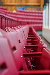 Close-up of empty seats