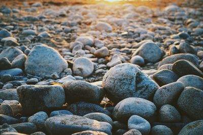 Close-up of pebbles at beach