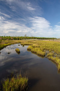 Scenic view of lake against sky