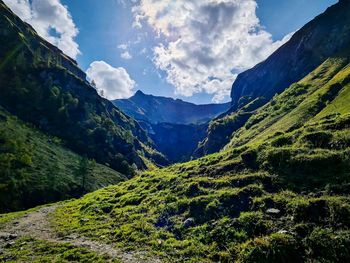 Panoramic view of mountains against sky