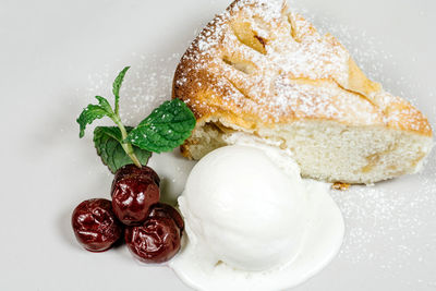 High angle view of dessert in plate