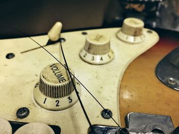 High angle view of guitar