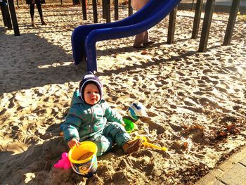 Boy playing in playground