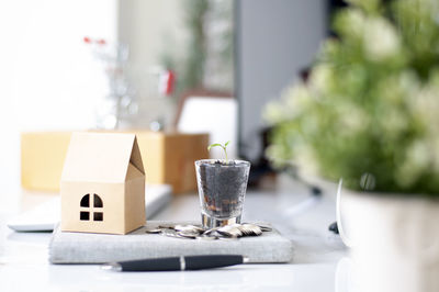 Close-up of stuffed toy on table at home