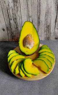 High angle view of fruit on table