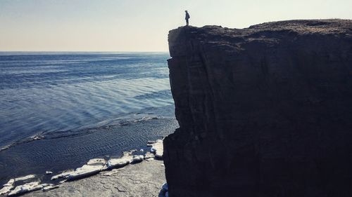 Scenic view of sea against clear sky