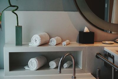 High angle view of objects on table at home