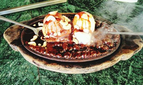 High angle view of dessert in container